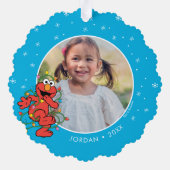 Elmo kerstlampjes | Persoonlijke naam en foto Ornament Kaart (Achterkant)