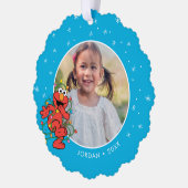 Elmo kerstlampjes | Persoonlijke naam en foto Ornament Kaart (Links)