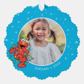 Elmo kerstlampjes | Persoonlijke naam en foto Ornament Kaart (Voorkant)