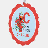 Elmo Kerstmis | Persoonlijke naam en foto Ornament Kaart (Links)