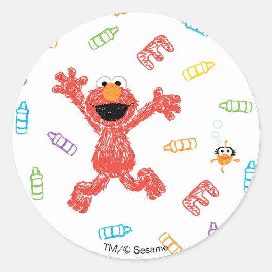 Elmo-kleurpotloodpatroon Ronde Sticker (Voorkant)