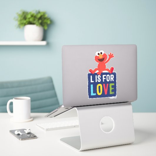 Elmo | L is voor Liefde Sticker (Laptop op bureau)