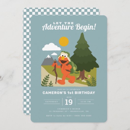 Elmo | Laat het avontuur Birthday beginnen Kaart (Voorkant / Achterkant)