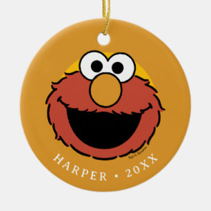 Elmo Lachend Gezicht Keramisch Ornament