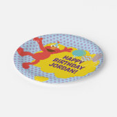 Elmo met partijballonpatroon papieren bordje (Gekanteld)