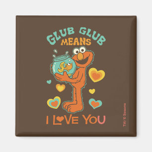 Elmo met zijn goudvis magneet