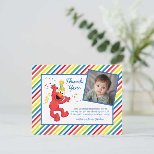 Elmo Neutrale Verjaardag Bedankkaart (Staand voorkant)