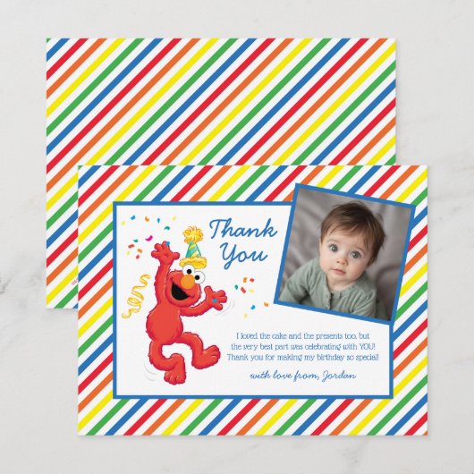 Elmo Neutrale Verjaardag Bedankkaart (Voorkant / Achterkant)