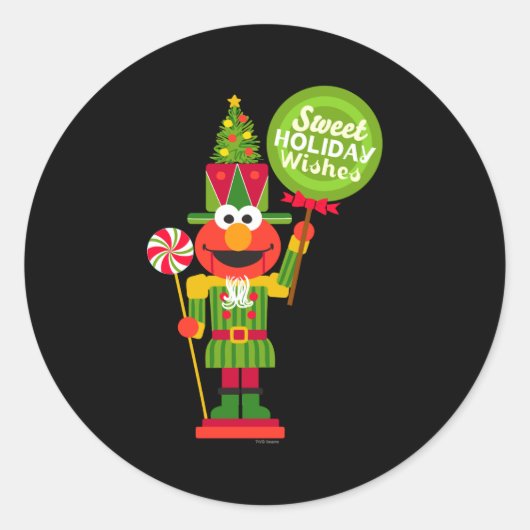 Elmo Nutcracker Ronde Sticker (Voorkant)
