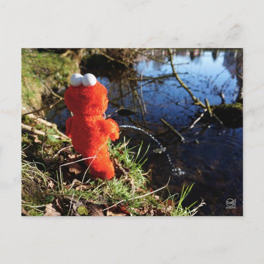 Elmo Plassend aan de waterrand. Briefkaart (Voorkant)