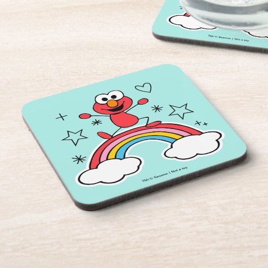 Elmo Rainbow Doodley Graphic Bier Onderzetter (Linkerzijde)