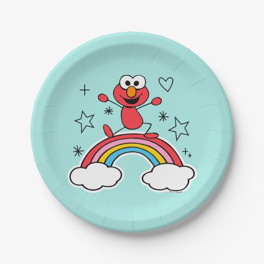 Elmo Rainbow Doodley Graphic Papieren Bordje (Voorkant)