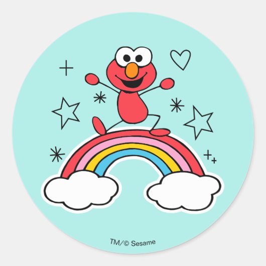 Elmo Rainbow Doodley Graphic Ronde Sticker (Voorkant)