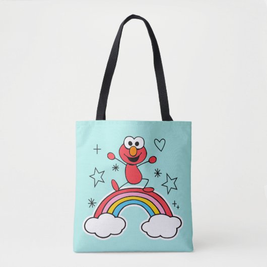 Elmo Rainbow Doodley Graphic Tote Bag (Voorkant)