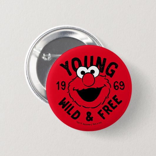 Elmo Schaats Logo - Young, Wild & Free 1969 Ronde Button 5,7 Cm (Voorkant /achterkant)