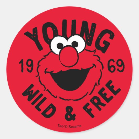 Elmo Schaats Logo - Young, Wild & Free 1969 Ronde Sticker (Voorkant)