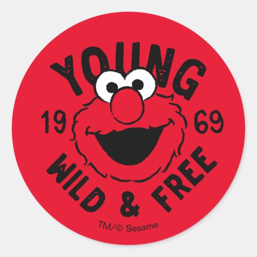 Elmo Schaats Logo - Young, Wild & Free 1969 Ronde Sticker (Voorkant)