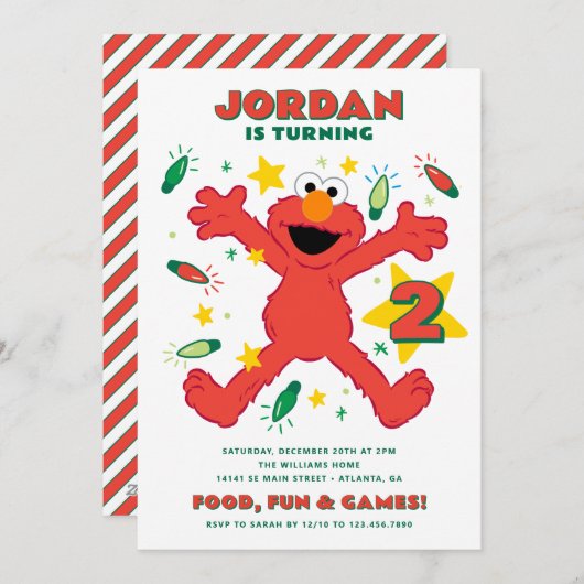 Elmo Sesamstraat Verjaardag Feestdagenkaart (Voorkant / Achterkant)