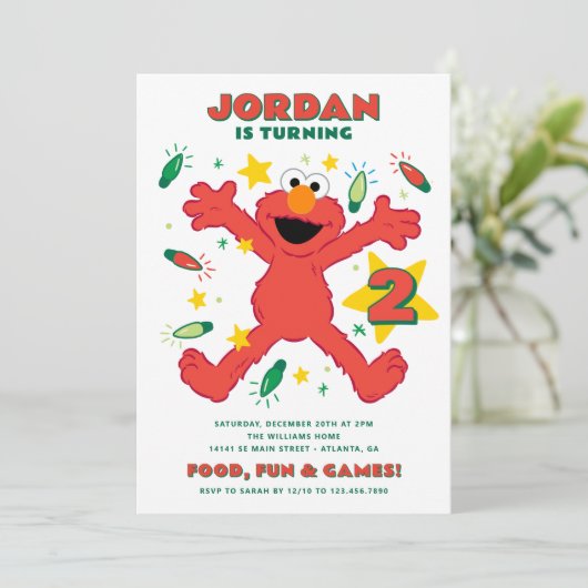 Elmo Sesamstraat Verjaardag Feestdagenkaart (Staand voorkant)