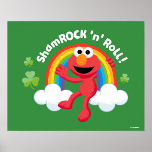 Elmo   Shamrock 'n' Roll Rainbow Poster