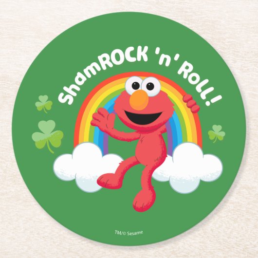 Elmo | Shamrock 'n' Roll Rainbow Ronde Kartonnen Onderzetter (Voorkant)