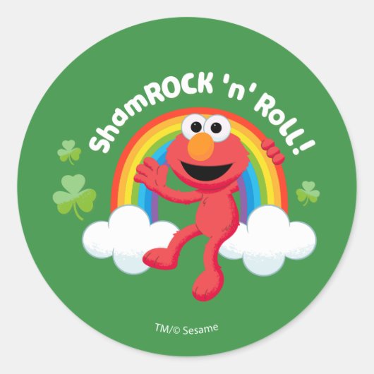 Elmo | Shamrock 'n' Roll Rainbow Ronde Sticker (Voorkant)