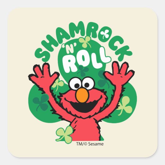 Elmo | Shamrock 'n' Roll Vierkante Sticker (Voorkant)