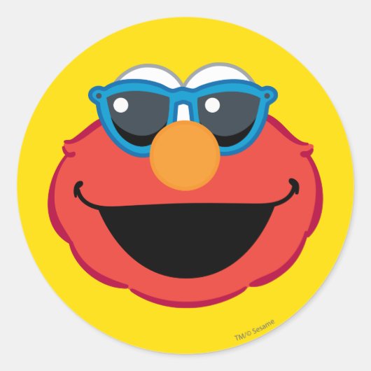 Elmo Smiling Face met zonnebrillen Ronde Sticker (Voorkant)