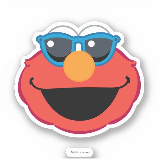 Elmo Smiling Face met zonnebrillen Sticker (Voorkant)