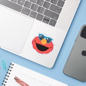 Elmo Smiling Face met zonnebrillen Sticker (Laptop met iPhone)