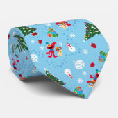 Elmo & Tango Blauwe Kerstpatroon Stropdas (Opgerold)