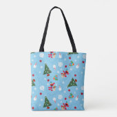 Elmo & Tango Blauwe Kerstpatroon Tote Bag (Achterkant)