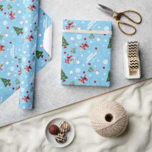 Elmo & Tango Blue-kerstpatroon Cadeaupapier