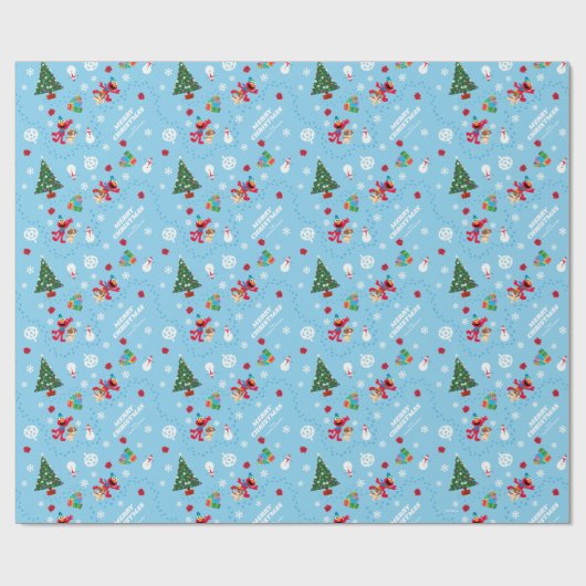 Elmo & Tango Blue-kerstpatroon Cadeaupapier (Vlak)