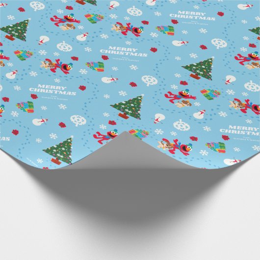 Elmo & Tango Blue-kerstpatroon Cadeaupapier (Hoek)