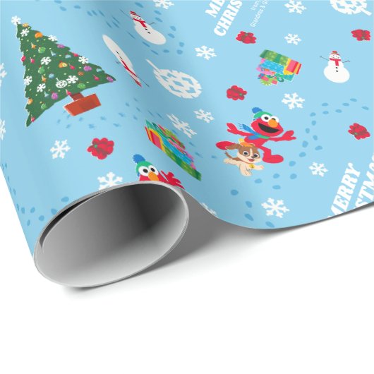 Elmo & Tango Blue-kerstpatroon Cadeaupapier (Rol Hoek)