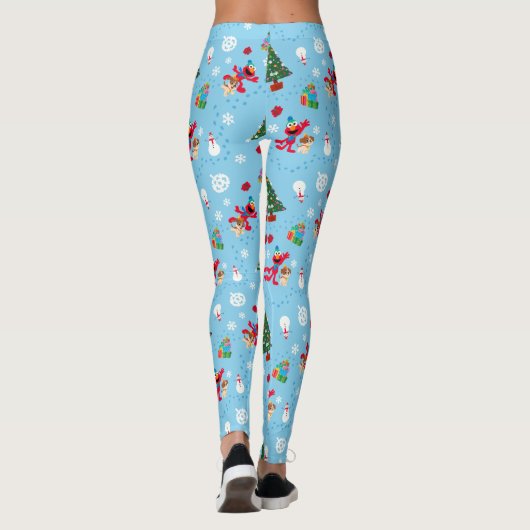 Elmo & Tango Blue-kerstpatroon Leggings (Achterkant)