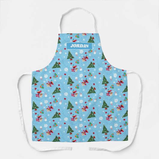 Elmo & Tango Blue-kerstpatroon Schort (Voorkant)