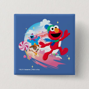 Elmo, Tango & Cookie Monster Beste kerst ooit Vierkante Button 5,1 Cm