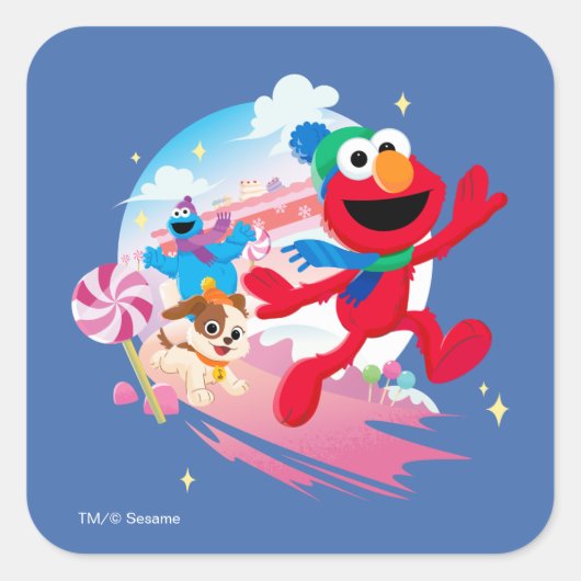 Elmo, Tango & Cookie Monster | Beste kerst ooit Vierkante Sticker (Voorkant)