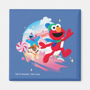 Elmo, Tango & Cookie Monster   Beste kerstmis Magneet