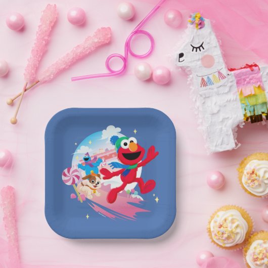 Elmo, Tango & Cookie Monster | Beste kerstmis Papieren Bordje (Feest)