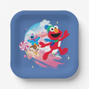 Elmo, Tango & Cookie Monster Beste kerstmis Papieren Bordje