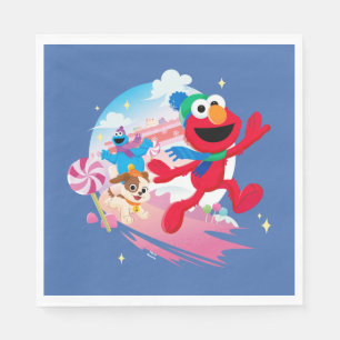 Elmo, Tango & Cookie Monster   Beste kerstmis Servet