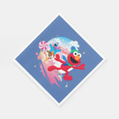 Elmo, Tango & Cookie Monster | Beste kerstmis Servet (Hoek)