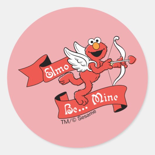 Elmo Valentine's Cupido Ronde Sticker (Voorkant)