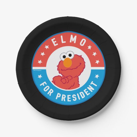 Elmo voor President Badge Papieren Bordje (Voorkant)