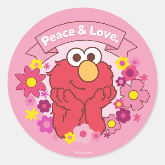 Elmo | Vrede en liefde Ronde Sticker (Voorkant)
