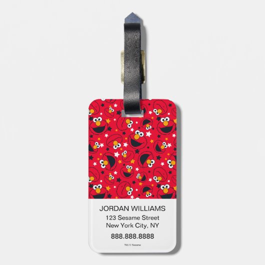 Elmo | Zo Gekke Star-patroon Bagagelabel (Achterkant verticaal)