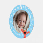 Elmo's Baby's 1e Kerstmis Foto Metaal Ornament (Voorkant links)